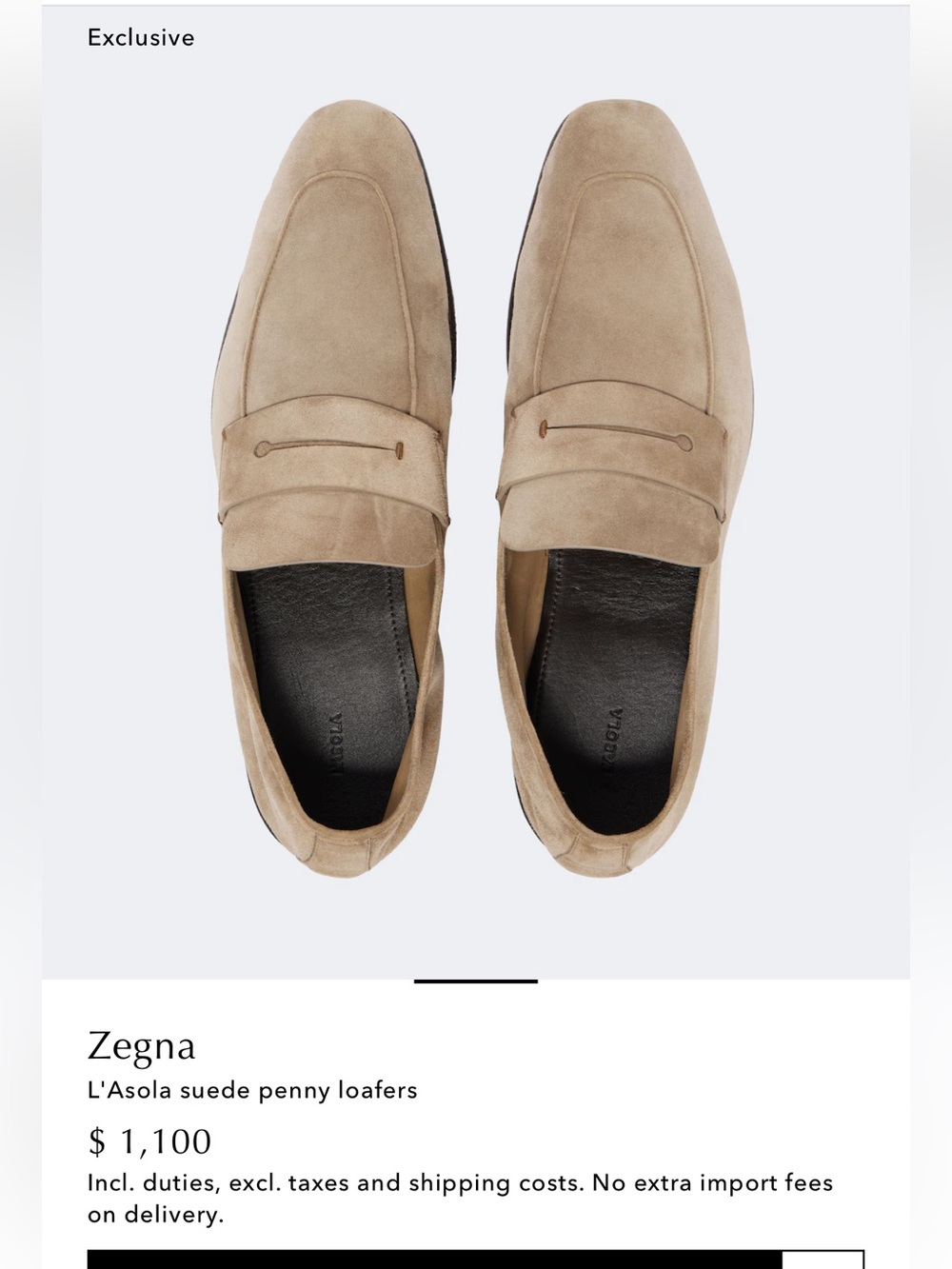 Zegna L'Asola suede penny loafers Size US 10 NEW